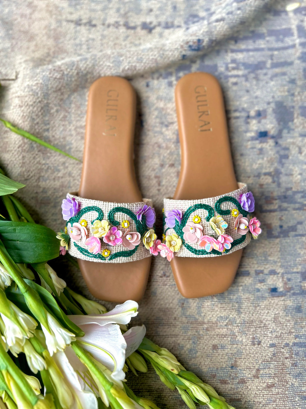 Garden of Eden - Floral Slides for Women | Summer Sandals India ...